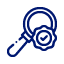 Quality Control Outline - navy_magnifying glass, checkmark, inspection, quality control, verification, audit, analysis, standard