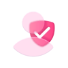 Pink Glass Icon Person Shield Tick