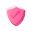 Pink Glass Icon Tick Shield
